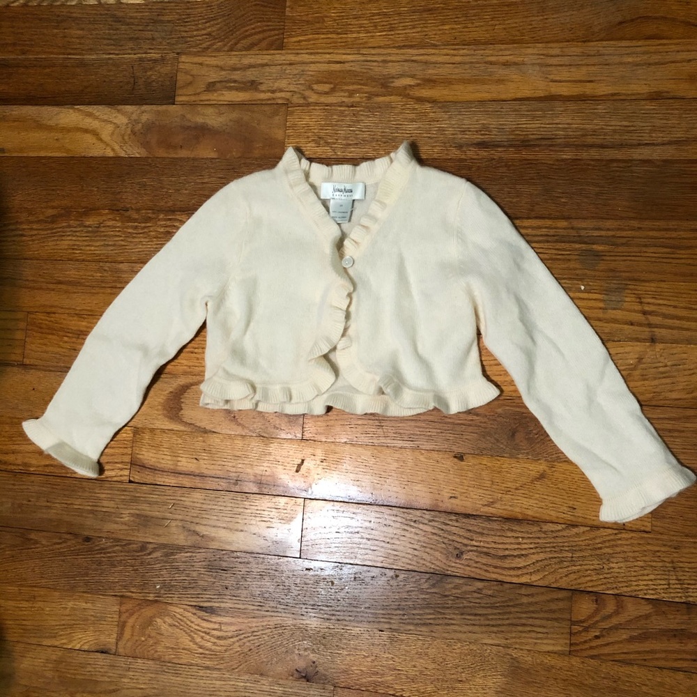 NWT Neiman Marcus cashmere cardigan w ruffles 3T